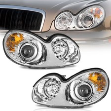 Pair Headlights Assembly For 2002-2005 Hyundai Sonata Chrome Headlamp With Bulbs