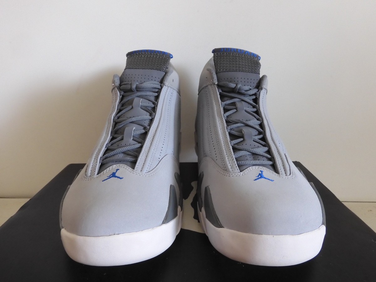 Nike Air Jordan 14 Retro Wolf Grey-Sport Blue-White Sz 18 Rare
