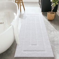 White Bathroom Runner Rug Non Slip Soft Absorbent Washable 24x60 Inch Mat