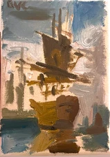 Miniature 7x5 Nautical Oil Painting Impressionist Original Signed Canvas