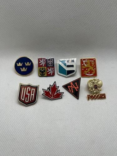 Lot of 8 2016 World Cup of Hockey Lapel Pins USA Canada Etc.