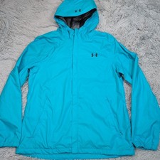 Under Armour Jacket Womens L Blue Hood Athletic Fitted Gorpcore Windbreaker