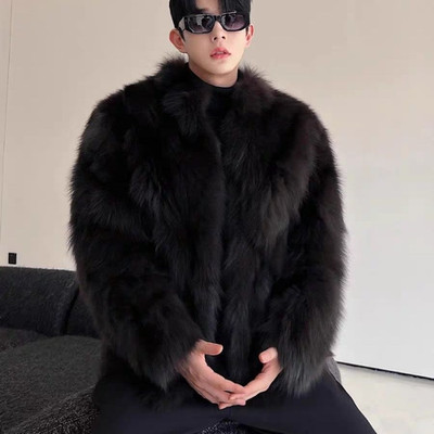 Men's Winter Coats Thickened Faux Fur Fox Mink Jacket Soft Warm Furry Overcoat