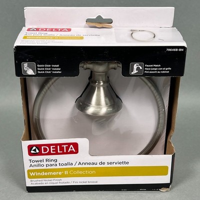 DELTA Windemere II Collection Towel Ring Brushed Nickel 79646B-BN NEW + Box Wear
