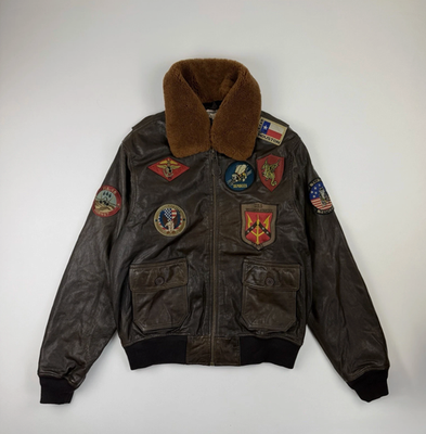 Vintage COCKPIT USA TOP GUN NAVY G-1 LEATHER JACKET BROWN G1 Size