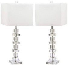 SAFAVIEH Lighting Collection Modern Deco 28-inch Bedroom 28 Inch, Crystal