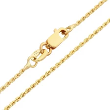14k Yellow Gold Solid 1mm Diamond Cut Rope Chain Necklace Mens Womens 20"