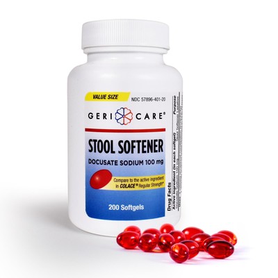 Docusate Sodium Stool Softener (200 Softgels)- 100mg Gentle Stimulant Laxativ...