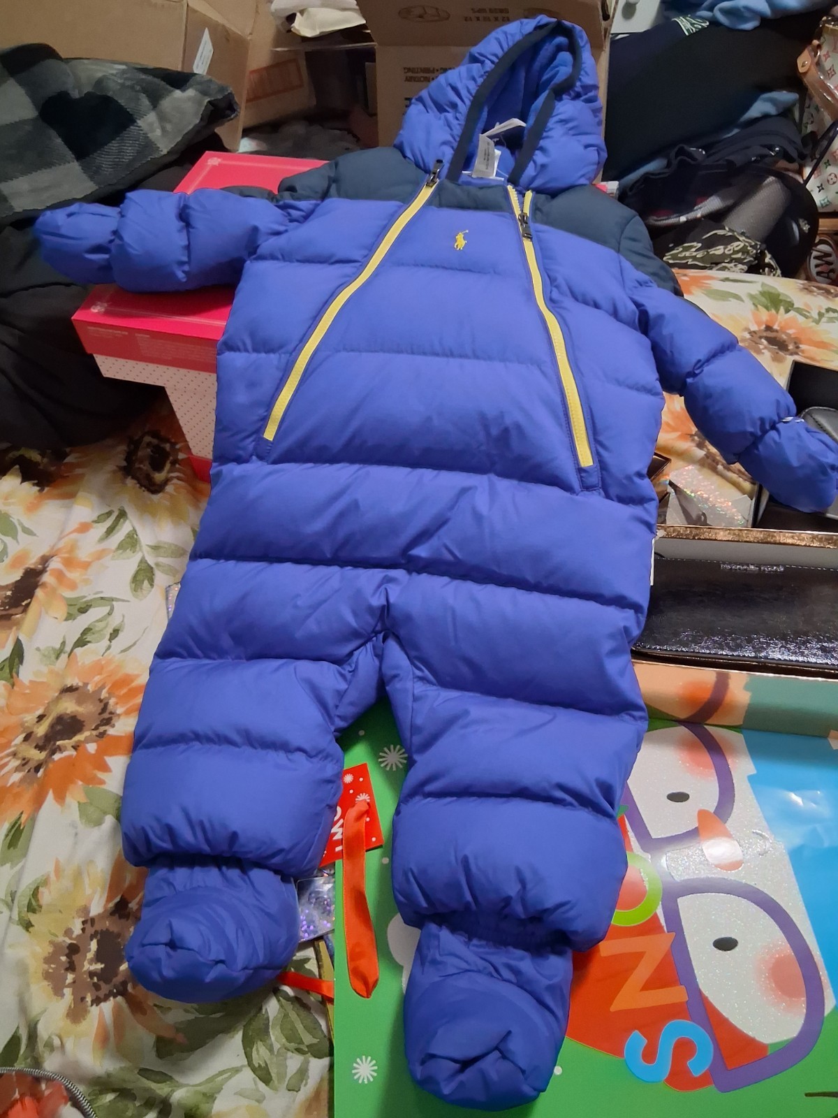 Blue And Yellow polo Baby Snow Suit Size 6months For A Boy Or A Girl