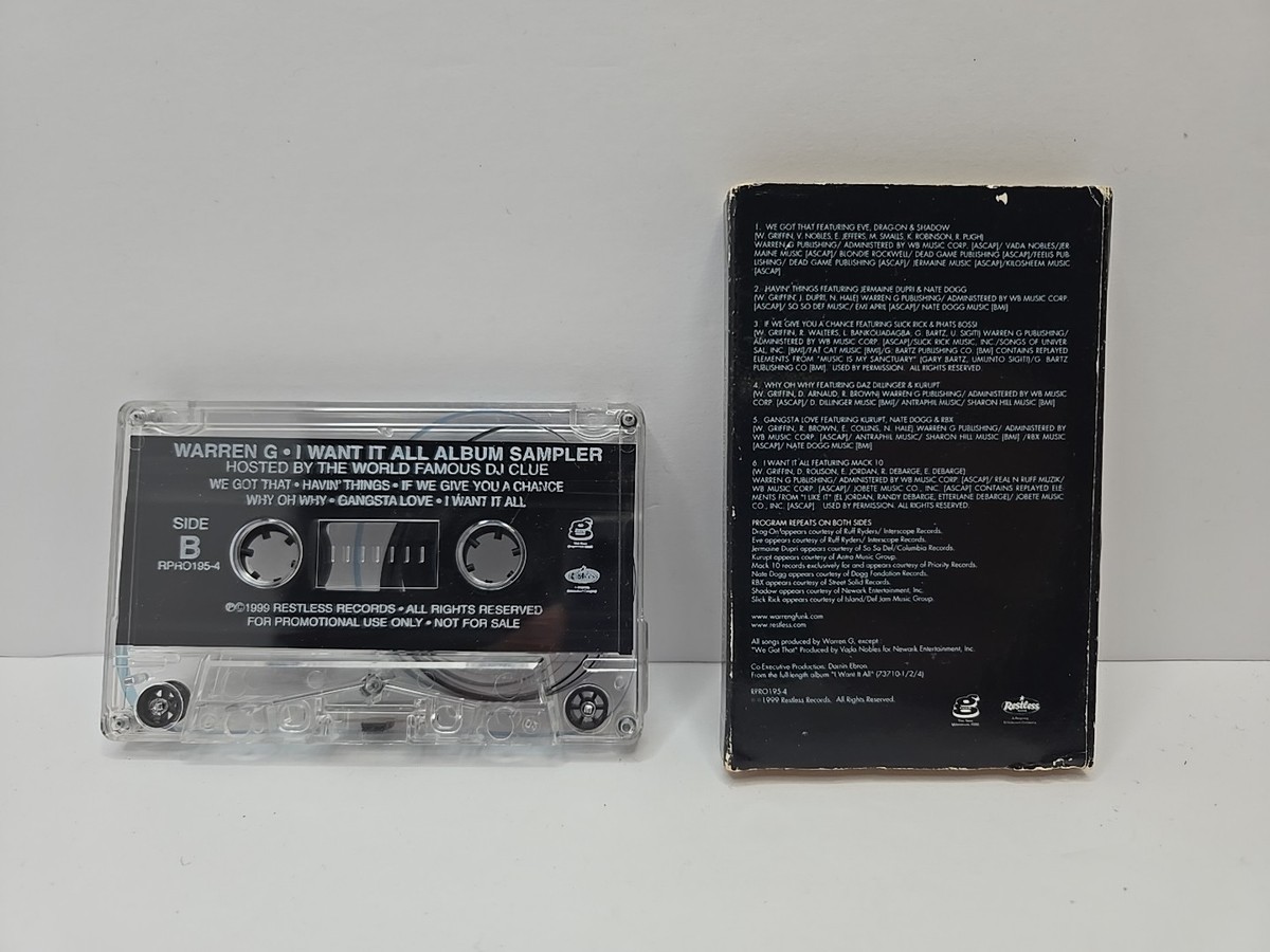 I Want It All by Warren G (Cassette, 1999) Promo Sampler Hip Hop 