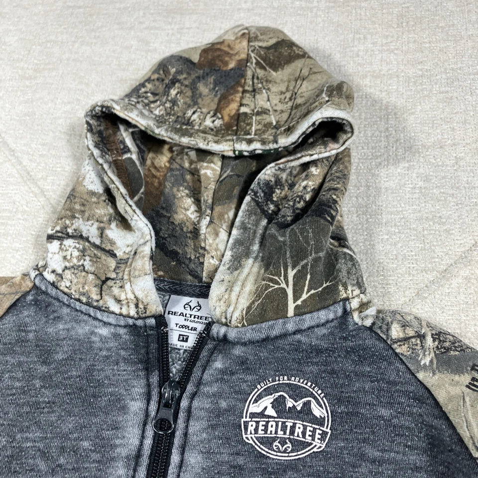 Jaqueta camuflada Realtree Edge criança tamanho 3T cinza e verde caça zíper completo - Imagem 3 de 4