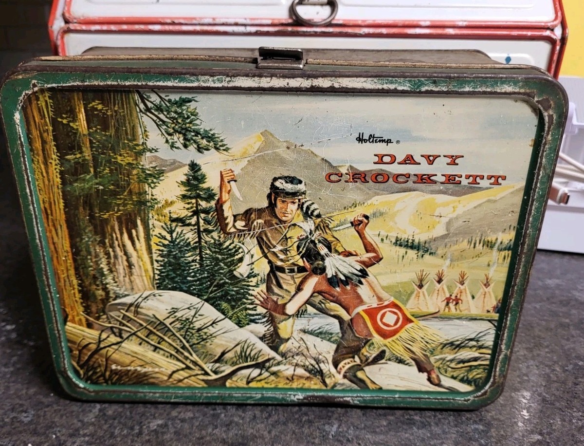 1983年製 USA TEAM LOCKER ボックス コンテナ ヴィンテージ 1955 Holtemp Davy Crockett Metal Lunch Box Vintage American