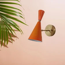 1950's Mid Century Handmade Brass Italian Diabolo Wall Sconce Light Fixture