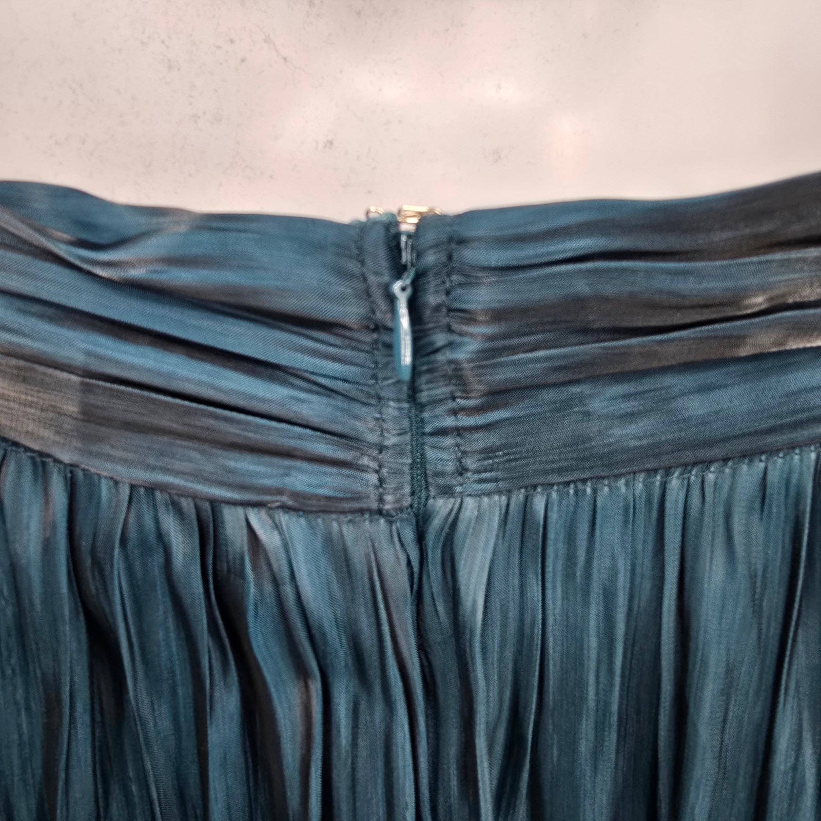 Lulus Women's Pristine Glow Teal Blue Ruffled Shoulder Maxi Dress Tie Back Gown