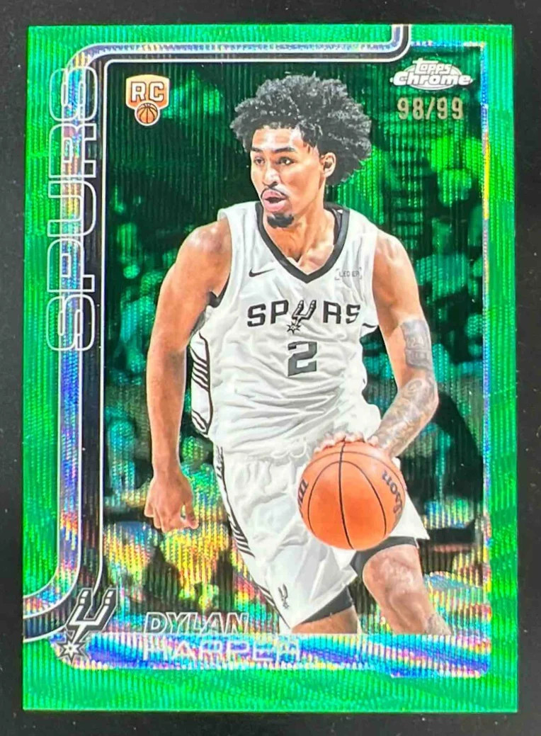 2025-26 Topps Chrome Green Wave Refractor #252 Dylan Harper RC /99