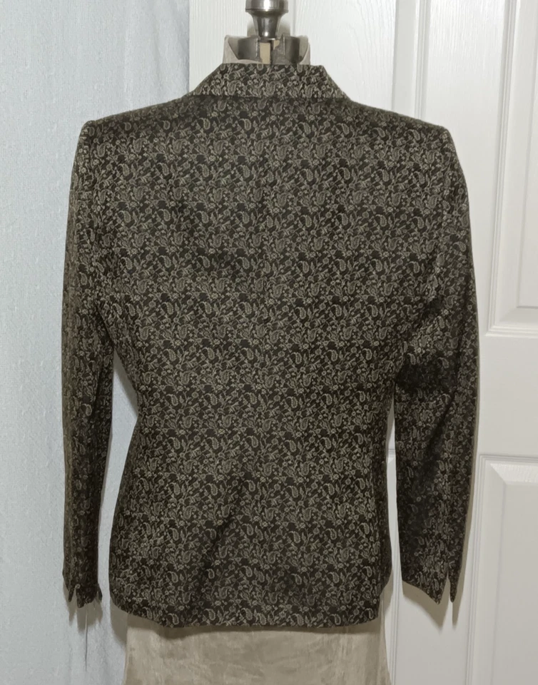 Blazer Kasper Elegante Para Mujer Talla 14 Dorado/Negro Paisley Chaqueta Nuevo Con Etiquetas Dos Botones Foto 4 de 4