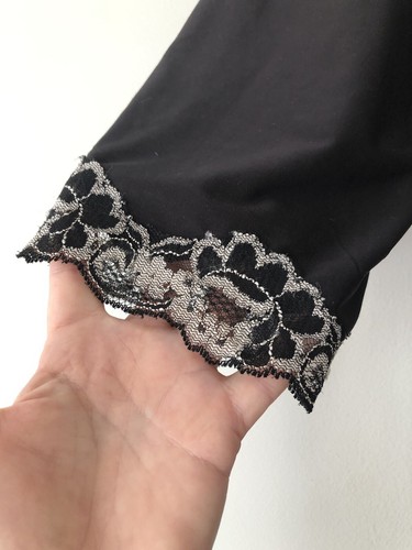 Bisou Bisou Nightgown Robe Intimates Women Size L Black Lace Trim Maxi Dress - Picture 3 of 7