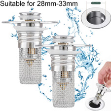 2 Pack New Bathroom Sink Stopper Hair Catcher Bathroom Pop Up Sink Drain Filter