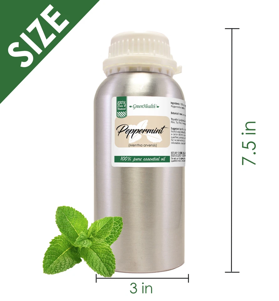 Aceite esencial de menta puro natural de 16 fl oz en botella de aluminio de alta calidad Foto 3 de 4