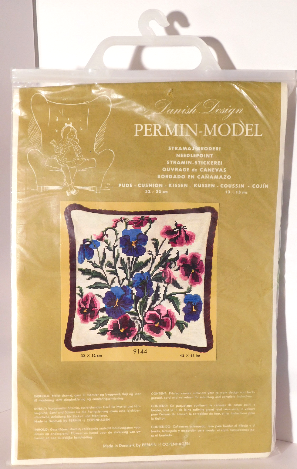 Permin Model of Copenhagen Danish Design Floral Needlepoint Pillow Kit ...