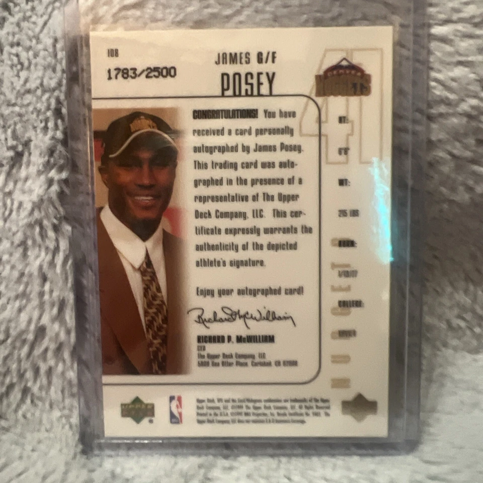 James Posey '99-00 UD SPx ON-CARD refractor automático novato #/2500 Heat Celtic CHAMP Foto 3 de 4