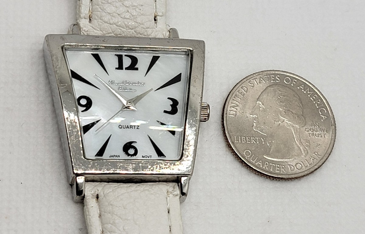 Ladies Marcel Drucker Collection Trapezoid Silver Tone White 
