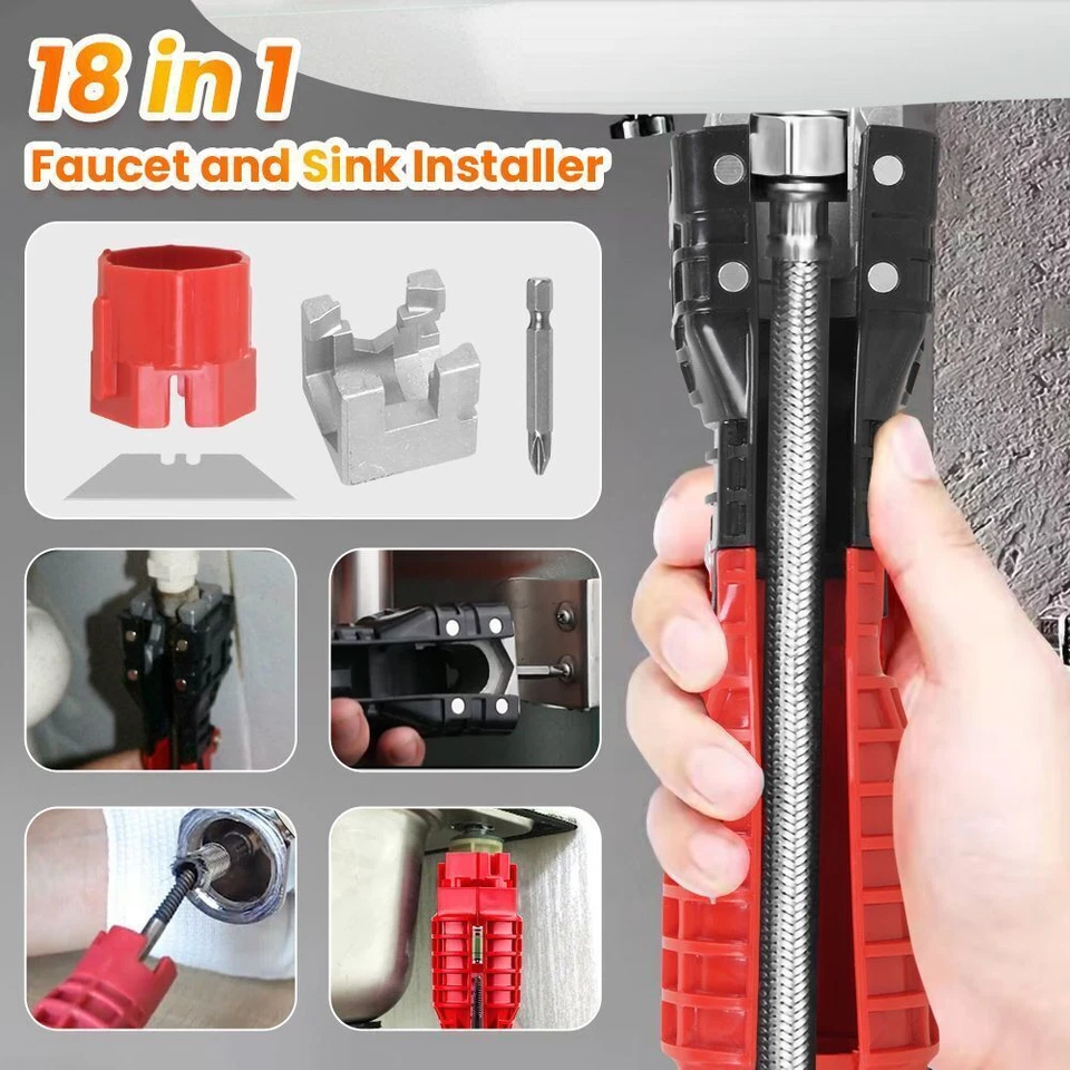 14/18 IN1 Multifunction Faucet Sink Basin Installer Pipe Wrench Tap Spanner Tool - Image 4 of 4