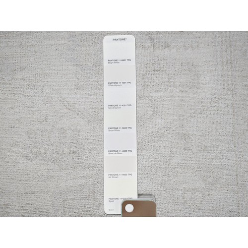 8'x9'9" Bone White Washed Out Peshawar Hand Knotted Pure Wool Oriental Rug R917 - Picture 8 of 12