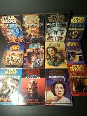 12 STAR WARS SCHOLASTIC BOOK LOT - APPRENTICE, GAME BOOKS, REBELS, JOURNALS