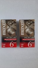 2 New Maxell T-120 VHS Tapes HGX-Gold 6 Hour Premium High Grade SEALED