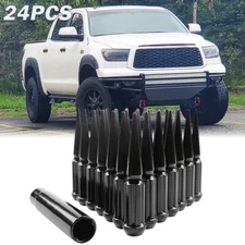 24 Chrome Wheel Spike Lug Nut M14 x1.5 +1 Socket Key For Toyota Tundra 2007-2023