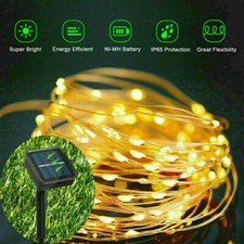 LED Solar String Lights Waterproof Copper Wire Fairy Christmas Garden Outdoor UK