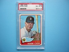 1965 TOPPS MLB BASEBALL CARD #153 NORM CASH PSA 8 NM/MINT SHARP+ GL