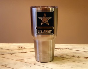 US-ARMY-YETI-Laser-Engraved-Colster-20-or-30-oz-Tumbler-MagSlide-Lid