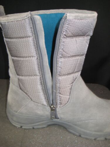 Lands End Winter Boots Womens Sz 11 D Gray Suede All Weather Quilted Zip 473584 - Picture 12 of 17