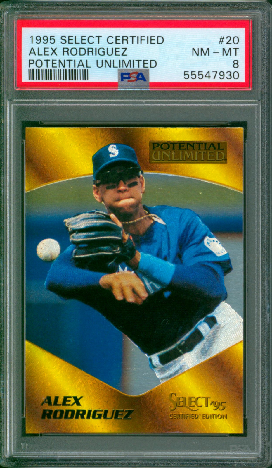 1995 Select Certified Potential Unlimited ALEX RODRIGUEZ /1975 SP NM-Mint PSA 8