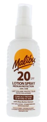 Malibu Sun SPF 20 Lotion Spray Medium Protection Sun Cream Water Resistant Vi...