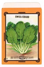 VINTAGE CARD SEED PACKET FLOWERS C1910 BURT SWISS CHARD TEAR GARDENING FOLK ART