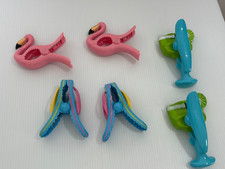 Set of 6 Hard Plastic Flamingo Flip Flop Summer Beach Towel Clips Clamp Holder