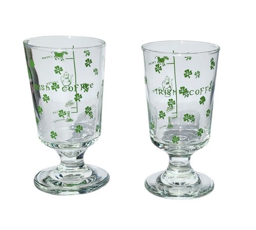 2x Libbey Irish Whisky Coffee Glasses Irish Coffee Recipe St. Patrick Day Clover - Imagen 8 de 8