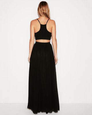 Waist Cut Express Cut Out Maxi Dress NEW EXPRESS BLACK CUT-OUT