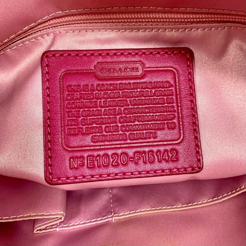 Coach Schultertasche Lackleder genäht C Signature Streifen F15142 beere pink - Bild 9 von 16