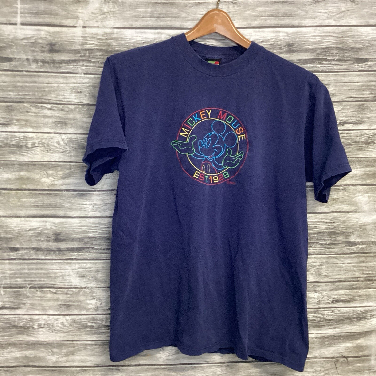 Vintage Mickey Unlimited Shirt Mens Medium Blue Embroidered Logo Disney Tee 90s