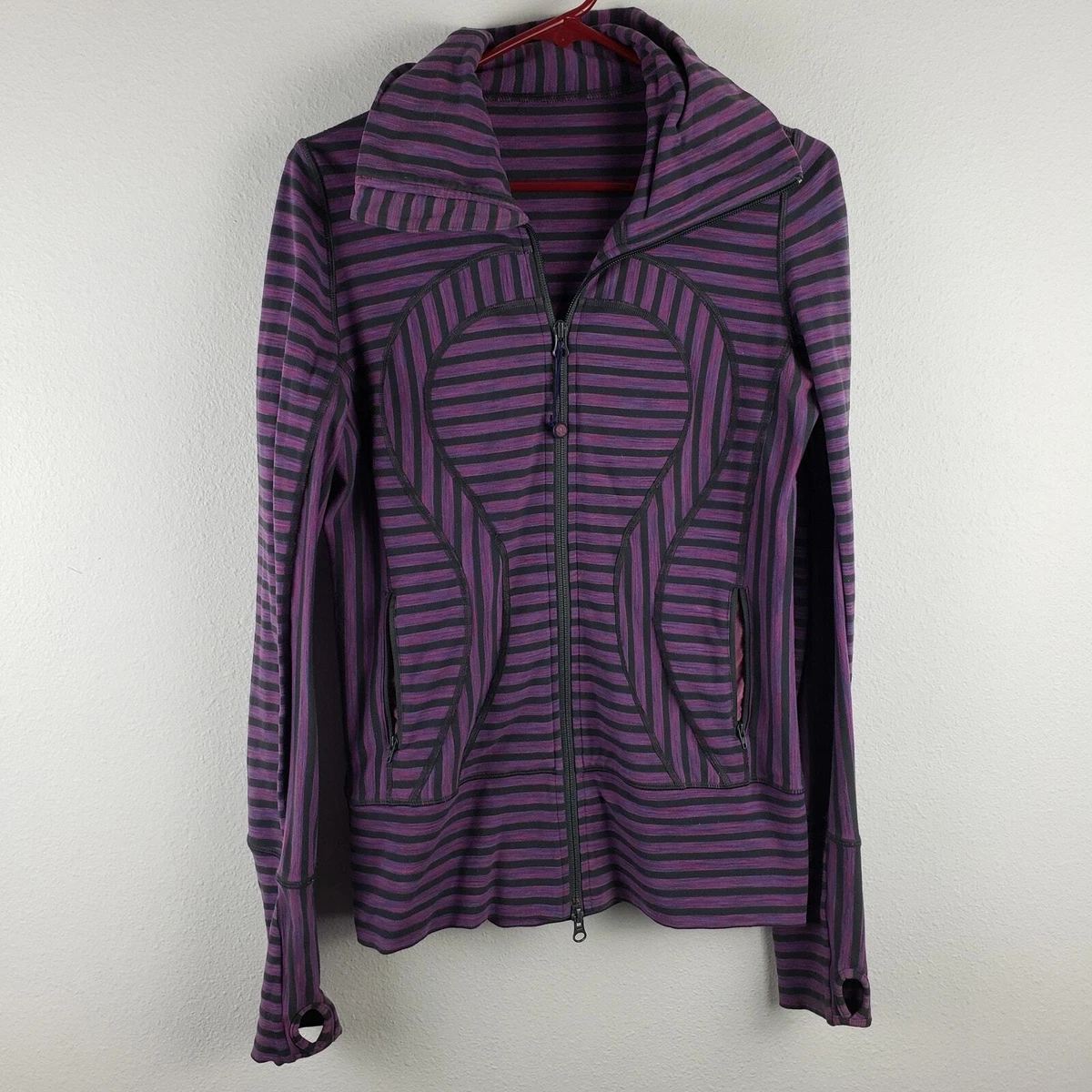 Lululemon 紫色条纹运动服外套女| eBay