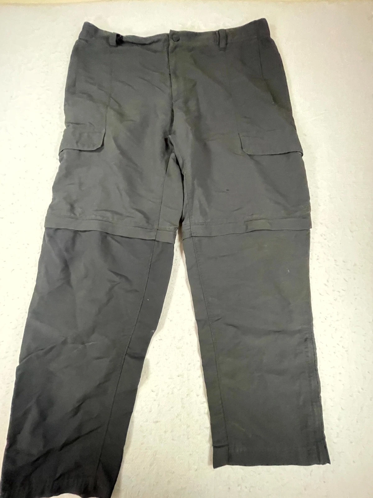 The North Face Convertible Hiking Pants Mens 36x28.5 Gray Cargo Outdoor Zip Fly