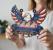 USA 250th Anniversary Eagle Patriotic America Wall Sign with Rope