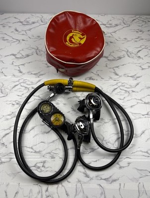Aqua Lung Calypso Scuba Diving Regulator Set W 3 Guage parkway Gauge W Carry Bag