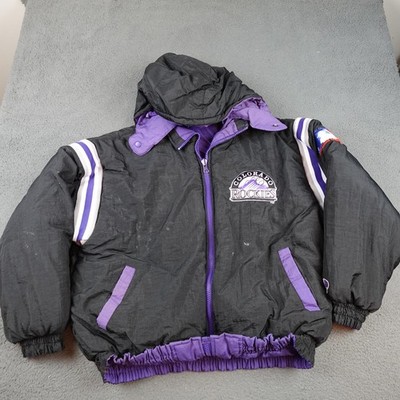 Vintage Colorado Rockies Jacket Mens XL Purple Black MLB Baseball Pro Player 90s