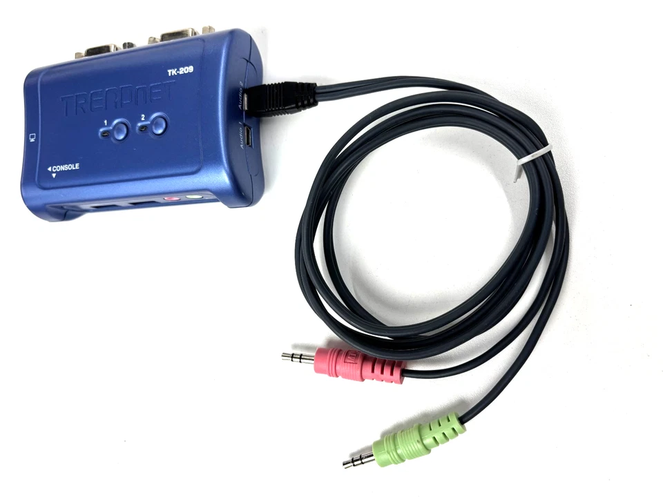 TRENDnet TK-209 Blue 2-Port USB High Resolution VGA Audio KVM Switch w/Cables - Image 2 of 4