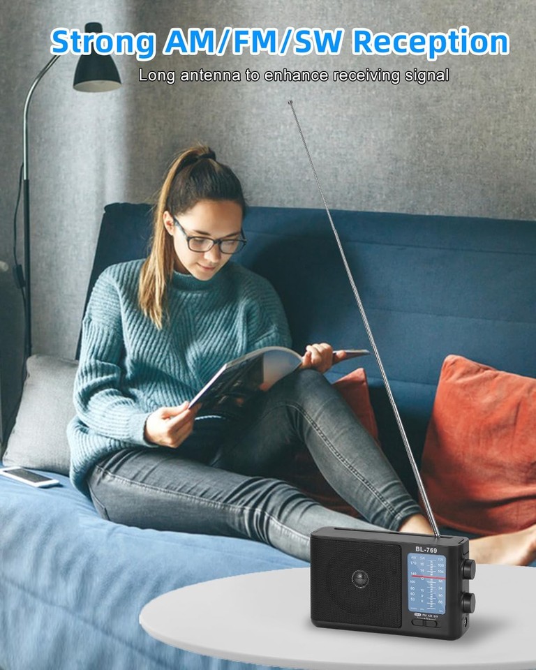 Portable AM FM SW Radio Analog with Loud Speaker, Battery or AC Powered ...